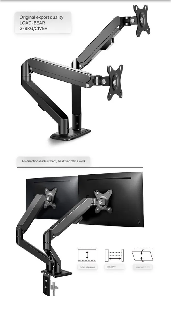 Dual Monitor Desk Mount Stand (14–30 Inches)